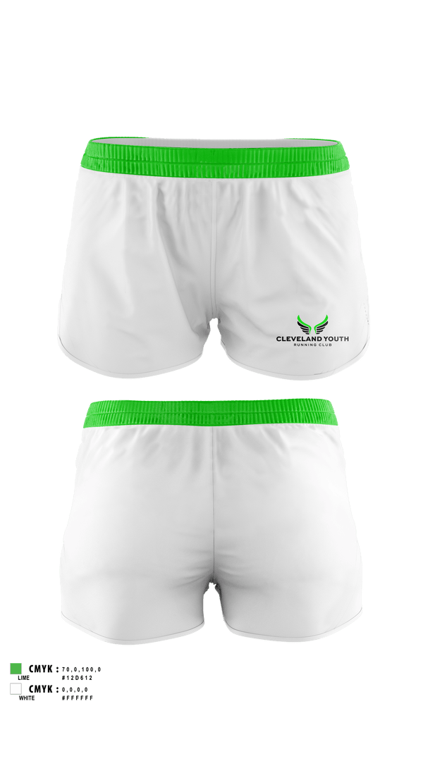 Womens Shorts, Cleveland Youth Running Club, Cross Country, Teamtime, Team time, sublimation, custom sports apparel, team uniforms, spirit wear, spiritwear, sports uniforms, custom shirts, team store, custom team store, fundraiser sports, apparel fundraiser