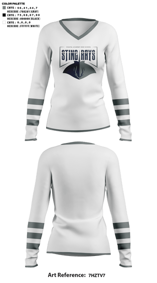 Womens Long Sleeve Vneck Shirt, Coastal Academy High School Cheer, Cheer, Teamtime, Team time, sublimation, custom sports apparel, team uniforms, spirit wear, spiritwear, sports uniforms, custom shirts, team store, custom team store, fundraiser sports, apparel fundraiser