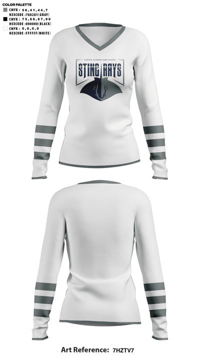 Coastal Academy High School Cheer 84548138 Women's Long Sleeve V-neck Shirt - 41