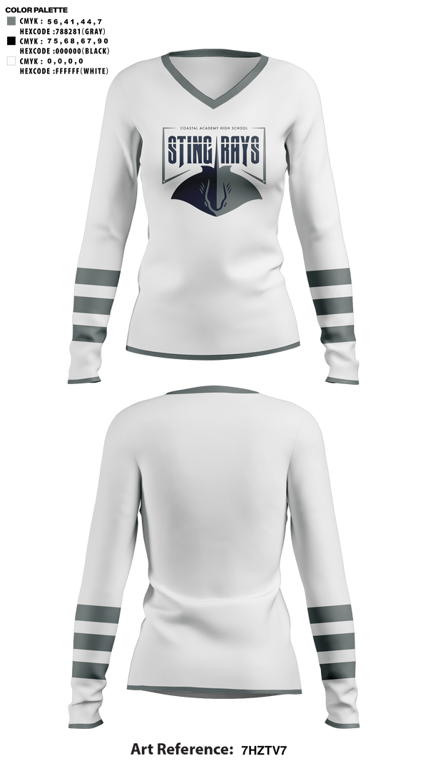 Womens Long Sleeve Vneck Shirt, Coastal Academy High School Cheer, Cheer, Teamtime, Team time, sublimation, custom sports apparel, team uniforms, spirit wear, spiritwear, sports uniforms, custom shirts, team store, custom team store, fundraiser sports, apparel fundraiser