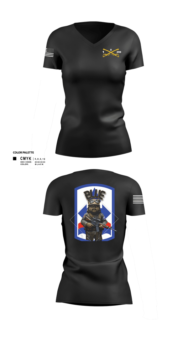 Womens Short Sleeve Vneck Shirt, Bad boyzBlue Ewok, Army, Teamtime, Team time, sublimation, custom sports apparel, team uniforms, spirit wear, spiritwear, sports uniforms, custom shirts, team store, custom team store, fundraiser sports, apparel fundraiser