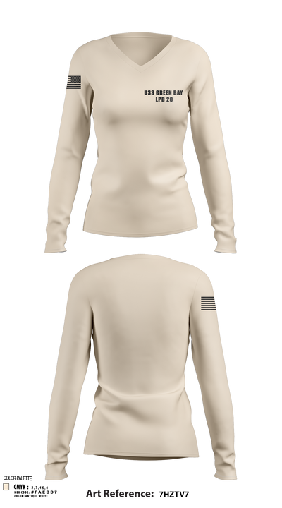 USS GREEN BAY LPD 20 4100581 Women's Long Sleeve V-neck Shirt - 103