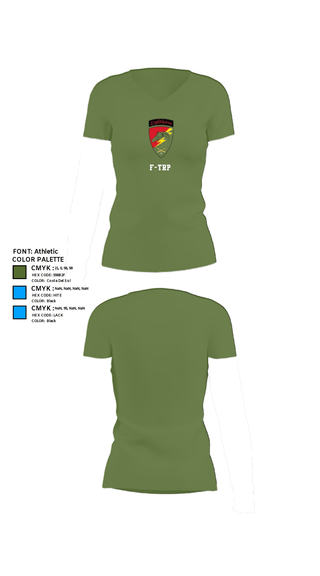 Womens Short Sleeve Vneck Shirt, F-TRP, Army, Teamtime, Team time, sublimation, custom sports apparel, team uniforms, spirit wear, spiritwear, sports uniforms, custom shirts, team store, custom team store, fundraiser sports, apparel fundraiser