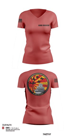 Womens Short Sleeve Vneck Shirt, AIMD Iwakuni, Navy, Teamtime, Team time, sublimation, custom sports apparel, team uniforms, spirit wear, spiritwear, sports uniforms, custom shirts, team store, custom team store, fundraiser sports, apparel fundraiser
