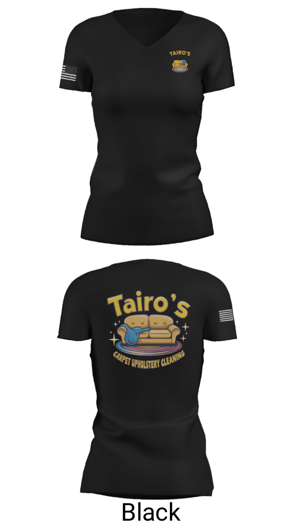Womens Short Sleeve Vneck Shirt, Tairo’s Carpet & Upholstery Cleaning, , Teamtime, Team time, sublimation, custom sports apparel, team uniforms, spirit wear, spiritwear, sports uniforms, custom shirts, team store, custom team store, fundraiser sports, apparel fundraiser