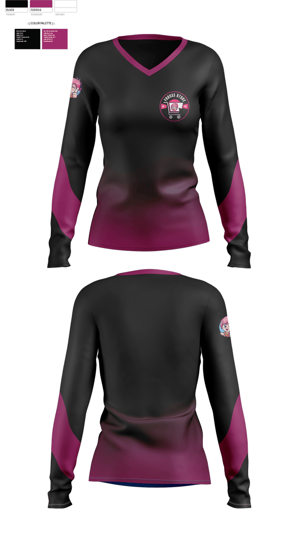 Womens Long Sleeve Vneck Shirt, Francs Store, E-Sports, Teamtime, Team time, sublimation, custom sports apparel, team uniforms, spirit wear, spiritwear, sports uniforms, custom shirts, team store, custom team store, fundraiser sports, apparel fundraiser