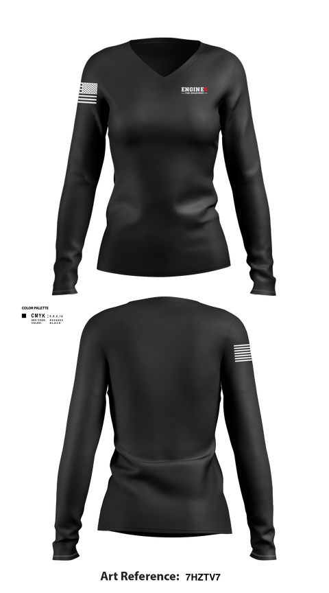 Womens Long Sleeve Vneck Shirt, Engine 6, , Teamtime, Team time, sublimation, custom sports apparel, team uniforms, spirit wear, spiritwear, sports uniforms, custom shirts, team store, custom team store, fundraiser sports, apparel fundraiser