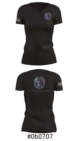 Women's Short Sleeve Vneck Shirt, Motivation X Fitness, LLC, , Teamtime, Team time, sublimation, custom sports apparel, team uniforms, spirit wear, spiritwear, sports uniforms, custom shirts, team store, custom team store, fundraiser sports, apparel fundraiser