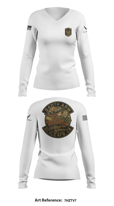 940 Air Refueling Wing 53360157 Women's Long Sleeve V-neck Shirt - 100