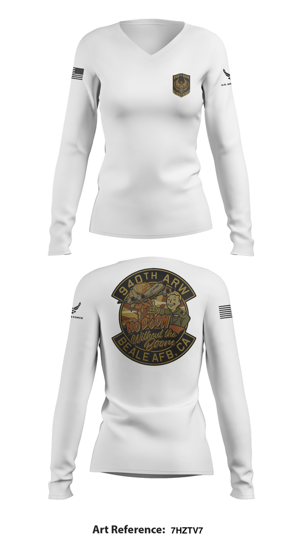 Women's Long Sleeve Vneck Shirt, 940 Air Refueling Wing, , Teamtime, Team time, sublimation, custom sports apparel, team uniforms, spirit wear, spiritwear, sports uniforms, custom shirts, team store, custom team store, fundraiser sports, apparel fundraiser