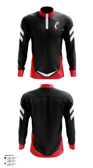 Quarter Zip Jacket, University of Cincinnati Golf, Golf, Teamtime, Team time, sublimation, custom sports apparel, team uniforms, spirit wear, spiritwear, sports uniforms, custom shirts, team store, custom team store, fundraiser sports, apparel fundraiser