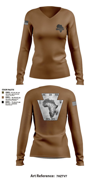 Womens Long Sleeve Vneck Shirt, HHC 328th BSB, National Guard, Teamtime, Team time, sublimation, custom sports apparel, team uniforms, spirit wear, spiritwear, sports uniforms, custom shirts, team store, custom team store, fundraiser sports, apparel fundraiser