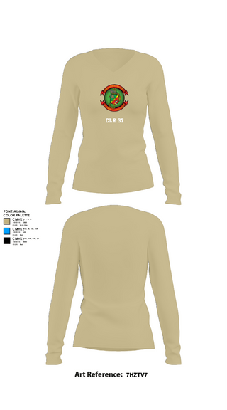 Womens Long Sleeve Vneck Shirt, CLR 37, Marines, Teamtime, Team time, sublimation, custom sports apparel, team uniforms, spirit wear, spiritwear, sports uniforms, custom shirts, team store, custom team store, fundraiser sports, apparel fundraiser