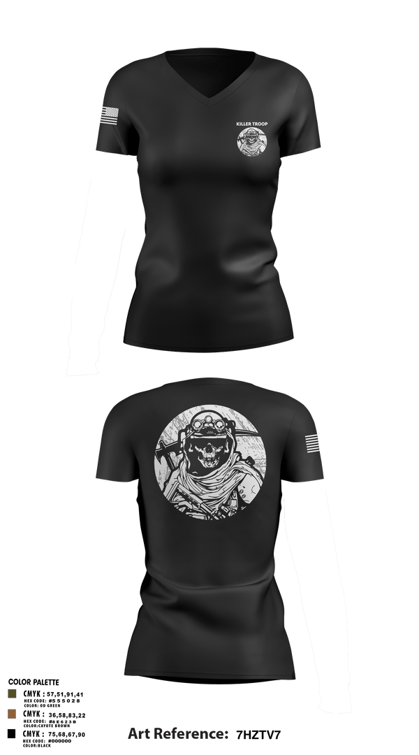 Women's Short Sleeve Vneck Shirt, Killer Troop, Army, Teamtime, Team time, sublimation, custom sports apparel, team uniforms, spirit wear, spiritwear, sports uniforms, custom shirts, team store, custom team store, fundraiser sports, apparel fundraiser