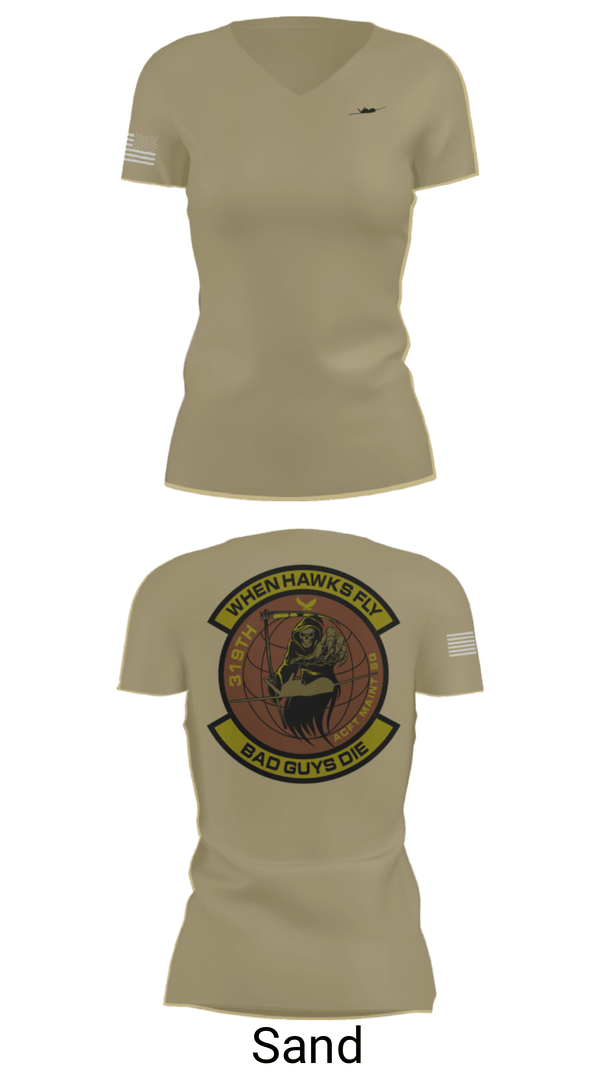 Women's Short Sleeve Vneck Shirt, 319th Maintenance Squadron, Air Force, Teamtime, Team time, sublimation, custom sports apparel, team uniforms, spirit wear, spiritwear, sports uniforms, custom shirts, team store, custom team store, fundraiser sports, apparel fundraiser