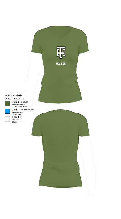 Agates 75737074 Women's Short Sleeve V-neck Shirt - 17