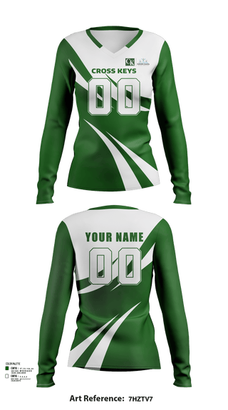 Womens Long Sleeve Vneck Shirt, Cross Keys High School Volleyball, Women's Volleyball, Teamtime, Team time, sublimation, custom sports apparel, team uniforms, spirit wear, spiritwear, sports uniforms, custom shirts, team store, custom team store, fundraiser sports, apparel fundraiser