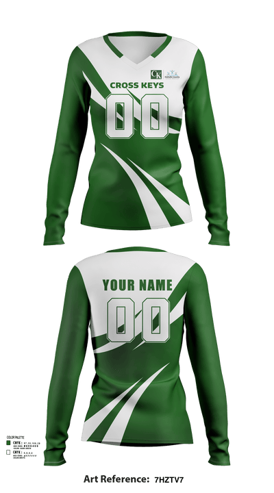Cross Keys High School Volleyball 37059987 Women's Long Sleeve V-neck Shirt - 116