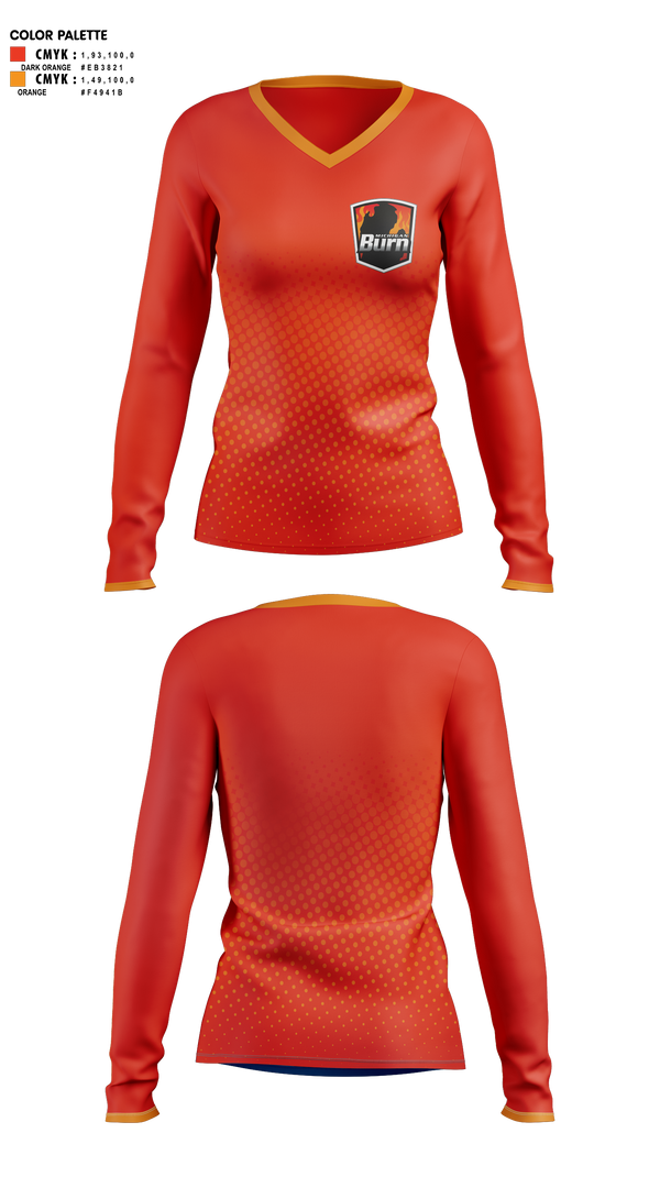 Womens Long Sleeve Vneck Shirt, Michigan Burn, Men's Soccer, Teamtime, Team time, sublimation, custom sports apparel, team uniforms, spirit wear, spiritwear, sports uniforms, custom shirts, team store, custom team store, fundraiser sports, apparel fundraiser