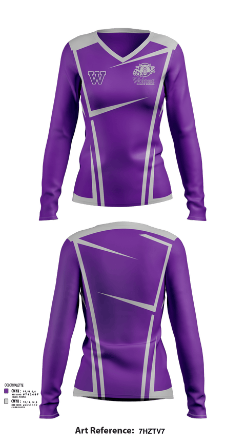 Womens Long Sleeve Vneck Shirt, Walnut Middle School, Spirit Store, Teamtime, Team time, sublimation, custom sports apparel, team uniforms, spirit wear, spiritwear, sports uniforms, custom shirts, team store, custom team store, fundraiser sports, apparel fundraiser
