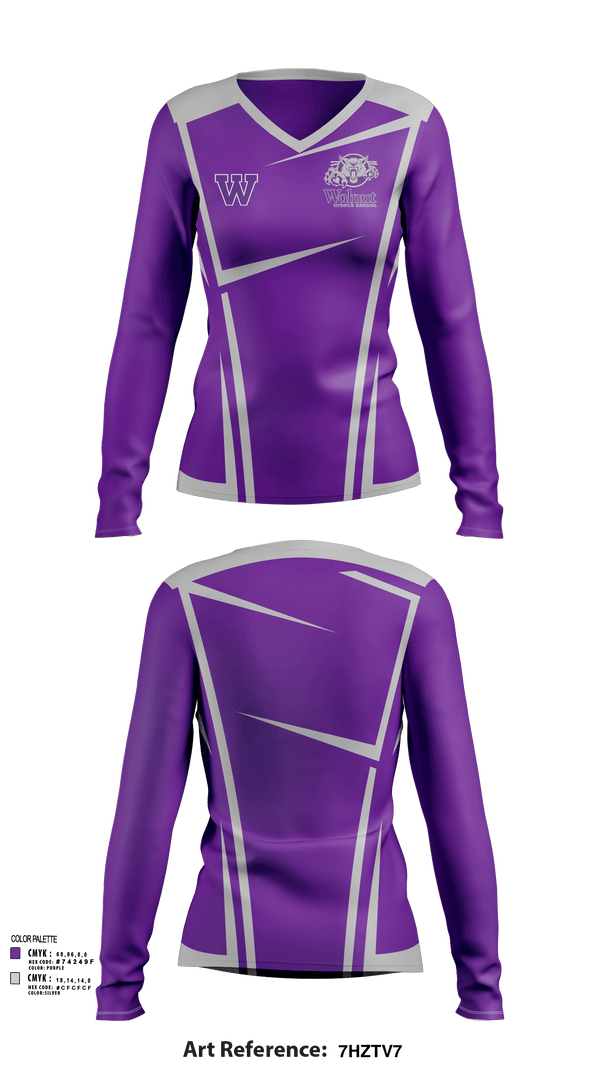 Womens Long Sleeve Vneck Shirt, Walnut Middle School, Spirit Store, Teamtime, Team time, sublimation, custom sports apparel, team uniforms, spirit wear, spiritwear, sports uniforms, custom shirts, team store, custom team store, fundraiser sports, apparel fundraiser