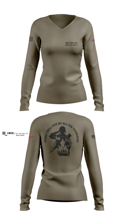 SGT Nelms 78775888 Women's Long Sleeve V-neck Shirt - 4