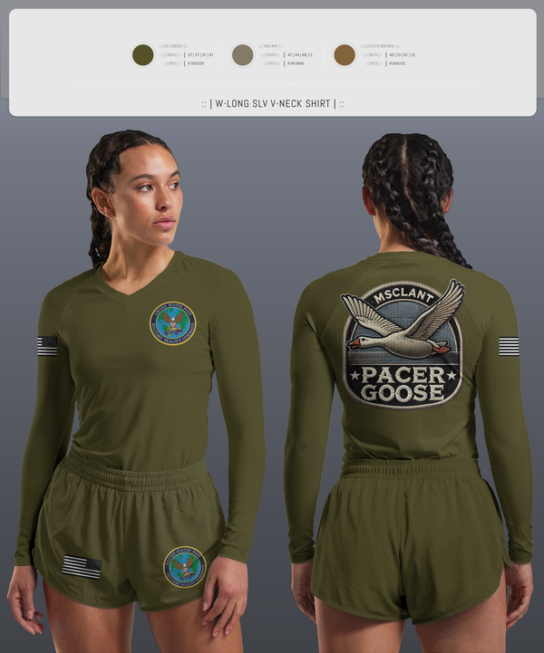 Womens Long Sleeve Vneck Shirt, MILITARY SEALIFT COMMAND ATLANTIC, , Teamtime, Team time, sublimation, custom sports apparel, team uniforms, spirit wear, spiritwear, sports uniforms, custom shirts, team store, custom team store, fundraiser sports, apparel fundraiser