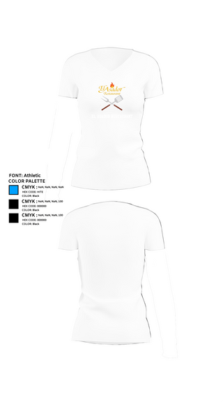 Womens Short Sleeve Vneck Shirt, El Asador Restaurant, , Teamtime, Team time, sublimation, custom sports apparel, team uniforms, spirit wear, spiritwear, sports uniforms, custom shirts, team store, custom team store, fundraiser sports, apparel fundraiser