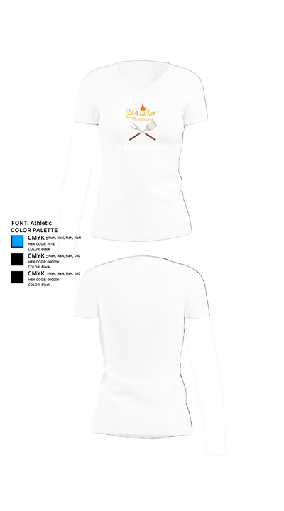 El Asador Restaurant 13570745 Women's Short Sleeve V-neck Shirt - 18