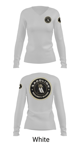 Womens Long Sleeve Vneck Shirt, Maddlink Security Guard, , Teamtime, Team time, sublimation, custom sports apparel, team uniforms, spirit wear, spiritwear, sports uniforms, custom shirts, team store, custom team store, fundraiser sports, apparel fundraiser
