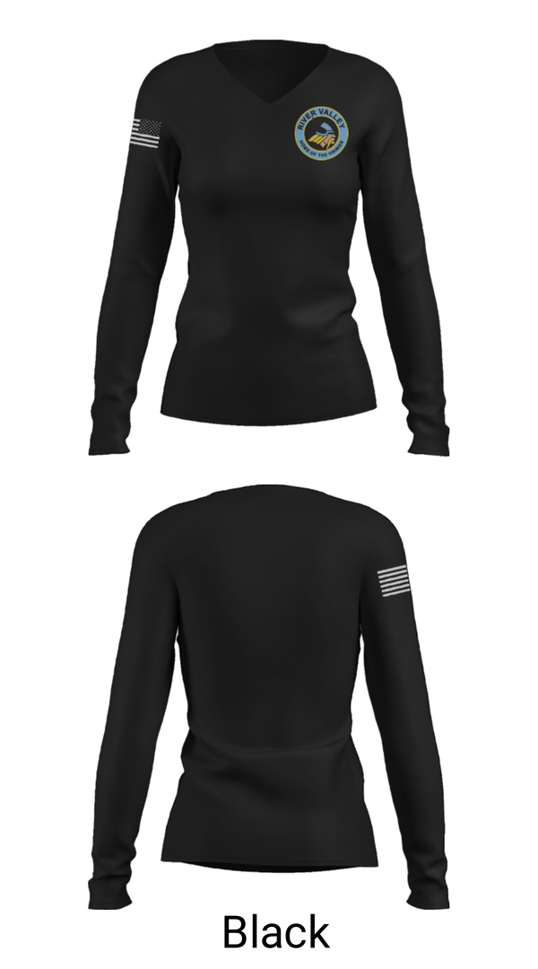 Womens Long Sleeve Vneck Shirt, River Valley Middle School Cross Country, Cross Country, Teamtime, Team time, sublimation, custom sports apparel, team uniforms, spirit wear, spiritwear, sports uniforms, custom shirts, team store, custom team store, fundraiser sports, apparel fundraiser
