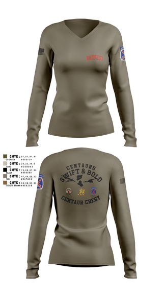 Womens Long Sleeve Vneck Shirt, 3-6 FA, Army, Teamtime, Team time, sublimation, custom sports apparel, team uniforms, spirit wear, spiritwear, sports uniforms, custom shirts, team store, custom team store, fundraiser sports, apparel fundraiser