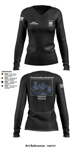 Womens Long Sleeve Vneck Shirt, Charger Co. / 2-112th Infantry Battalion, National Guard, Teamtime, Team time, sublimation, custom sports apparel, team uniforms, spirit wear, spiritwear, sports uniforms, custom shirts, team store, custom team store, fundraiser sports, apparel fundraiser