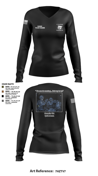 Charger Co. / 2-112th Infantry Battalion 37738588 Women's Long Sleeve V-neck Shirt - 43