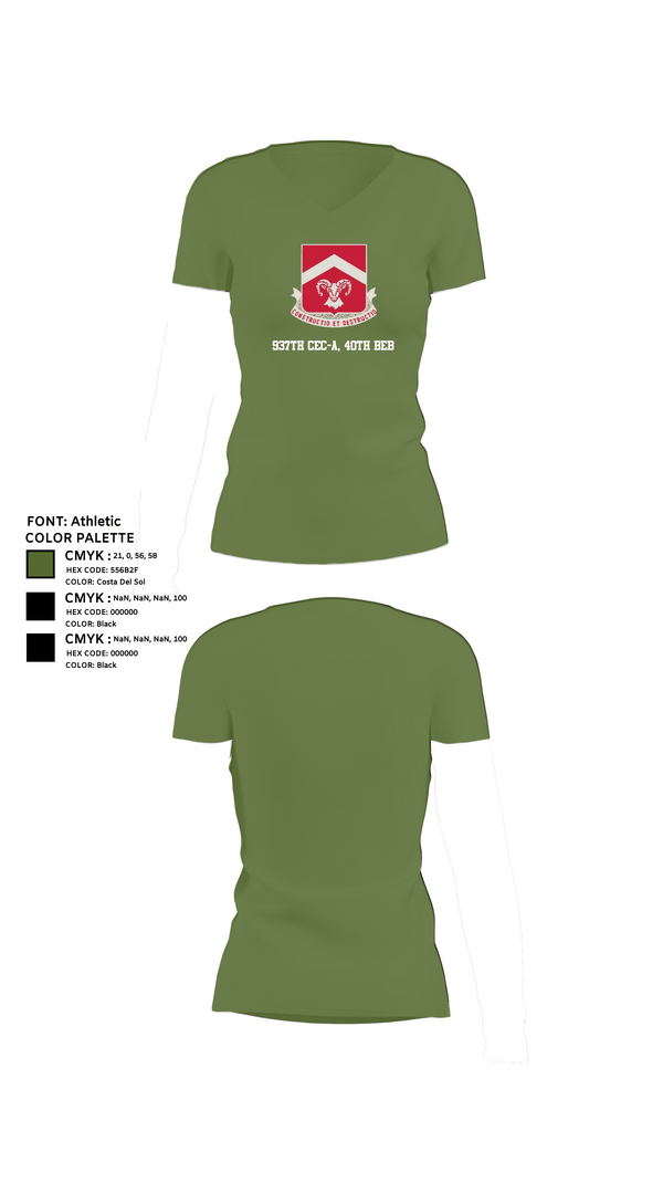 Womens Short Sleeve Vneck Shirt, 937th CEC-A, 40th BEB, Army, Teamtime, Team time, sublimation, custom sports apparel, team uniforms, spirit wear, spiritwear, sports uniforms, custom shirts, team store, custom team store, fundraiser sports, apparel fundraiser