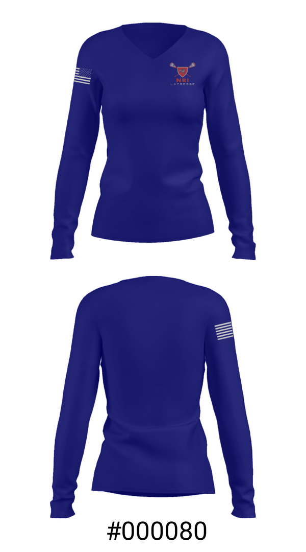 Women's Long Sleeve Vneck Shirt, Northern Rhode Island Youth Lacrosse Association, Men's Lacrosse, Teamtime, Team time, sublimation, custom sports apparel, team uniforms, spirit wear, spiritwear, sports uniforms, custom shirts, team store, custom team store, fundraiser sports, apparel fundraiser