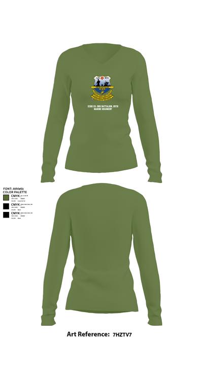 Echo Co. 2nd battalion, 25th Marine Regiment 27533051 Women's Long Sleeve V-neck Shirt - 42