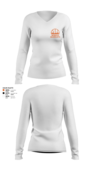 Womens Long Sleeve Vneck Shirt, Monroe High School Basketball, Women's Basketball, Teamtime, Team time, sublimation, custom sports apparel, team uniforms, spirit wear, spiritwear, sports uniforms, custom shirts, team store, custom team store, fundraiser sports, apparel fundraiser