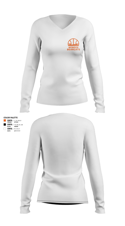 Monroe High School Basketball 86135082 Women's Long Sleeve V-neck Shirt - 2