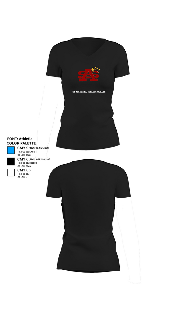 Womens Short Sleeve Vneck Shirt, St Augustine Yellow Jackets, Swimming, Teamtime, Team time, sublimation, custom sports apparel, team uniforms, spirit wear, spiritwear, sports uniforms, custom shirts, team store, custom team store, fundraiser sports, apparel fundraiser
