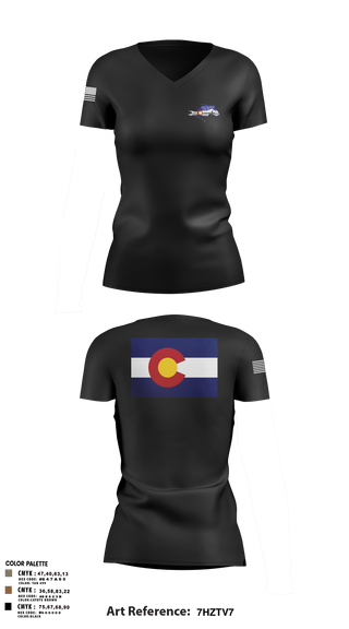 Womens Short Sleeve Vneck Shirt, USS Colorado, Navy, Teamtime, Team time, sublimation, custom sports apparel, team uniforms, spirit wear, spiritwear, sports uniforms, custom shirts, team store, custom team store, fundraiser sports, apparel fundraiser