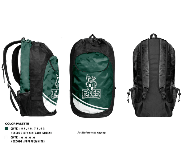 Gear Bag, FACS Crusaders, Track & Field, Teamtime, Team time, sublimation, custom sports apparel, team uniforms, spirit wear, spiritwear, sports uniforms, custom shirts, team store, custom team store, fundraiser sports, apparel fundraiser