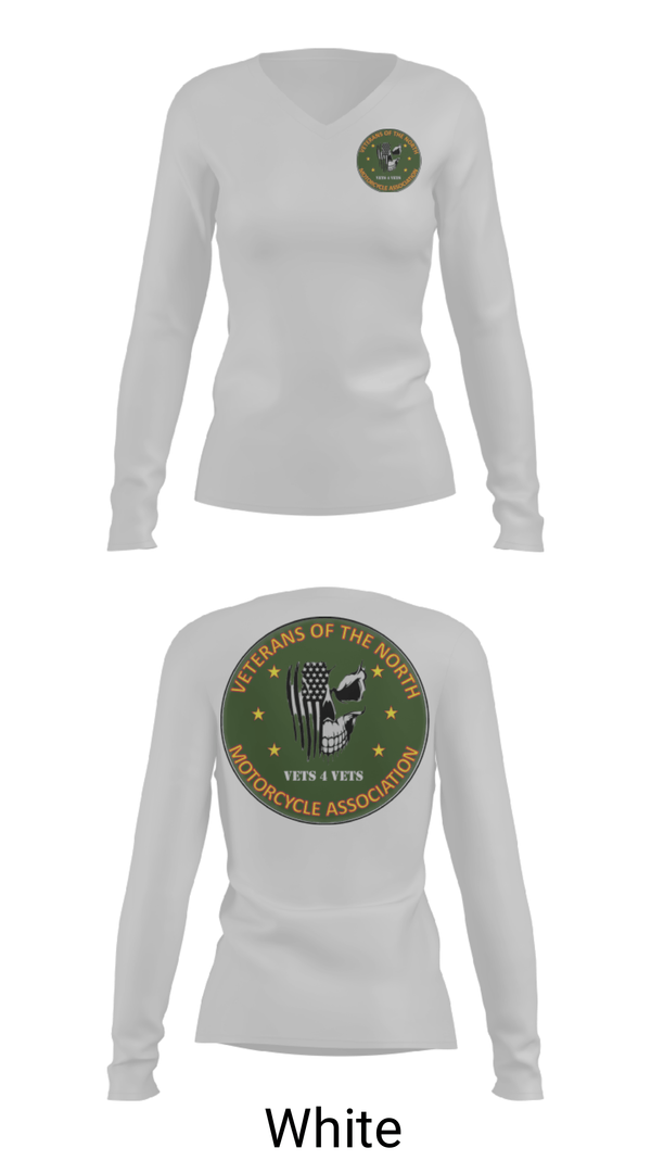 Women's Long Sleeve Vneck Shirt, Veterans of the North, , Teamtime, Team time, sublimation, custom sports apparel, team uniforms, spirit wear, spiritwear, sports uniforms, custom shirts, team store, custom team store, fundraiser sports, apparel fundraiser