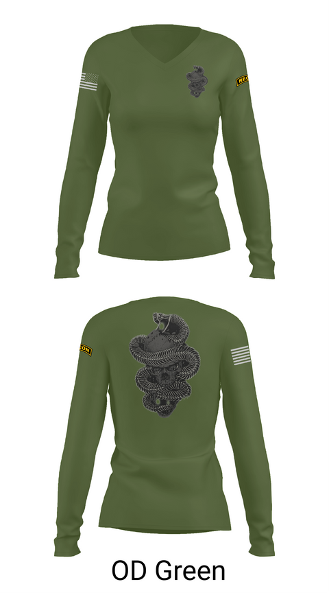 Womens Long Sleeve Vneck Shirt, HHC 1-8IN SCT, Army, Teamtime, Team time, sublimation, custom sports apparel, team uniforms, spirit wear, spiritwear, sports uniforms, custom shirts, team store, custom team store, fundraiser sports, apparel fundraiser