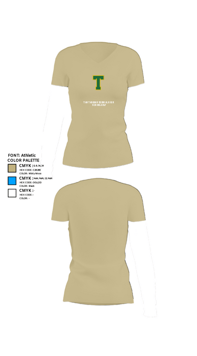 Tantasqua Regional High School Golf 92525572 Women's Short Sleeve V-neck Shirt - 38
