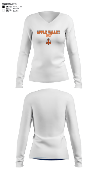Womens Long Sleeve Vneck Shirt, Apple Valley Sun Devils, Golf, Teamtime, Team time, sublimation, custom sports apparel, team uniforms, spirit wear, spiritwear, sports uniforms, custom shirts, team store, custom team store, fundraiser sports, apparel fundraiser