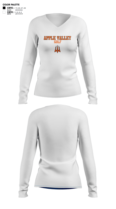 Apple Valley Sun Devils 42610667 Women's Long Sleeve V-neck Shirt - 5