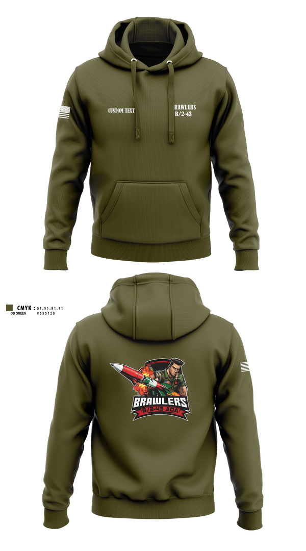 Hoodie, Brawlers, Army, Teamtime, Team time, sublimation, custom sports apparel, team uniforms, spirit wear, spiritwear, sports uniforms, custom shirts, team store, custom team store, fundraiser sports, apparel fundraiser