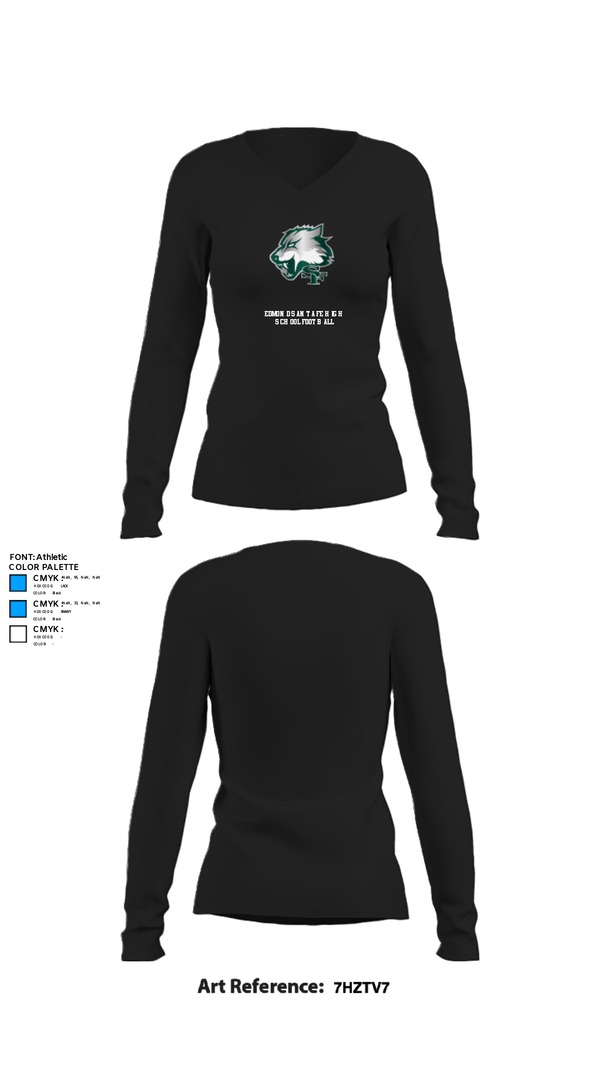 Womens Long Sleeve Vneck Shirt, Edmond Santa Fe High School Football, Football, Teamtime, Team time, sublimation, custom sports apparel, team uniforms, spirit wear, spiritwear, sports uniforms, custom shirts, team store, custom team store, fundraiser sports, apparel fundraiser
