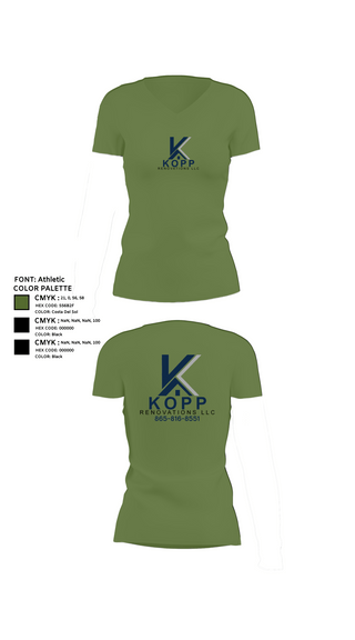 Womens Short Sleeve Vneck Shirt, Kopp Renovations, , Teamtime, Team time, sublimation, custom sports apparel, team uniforms, spirit wear, spiritwear, sports uniforms, custom shirts, team store, custom team store, fundraiser sports, apparel fundraiser